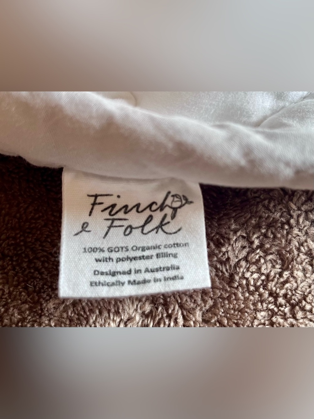 Finch & Folk Organic Cotton Round Quilted Baby Play Mat Grey White 44" - Picture 3 of 6